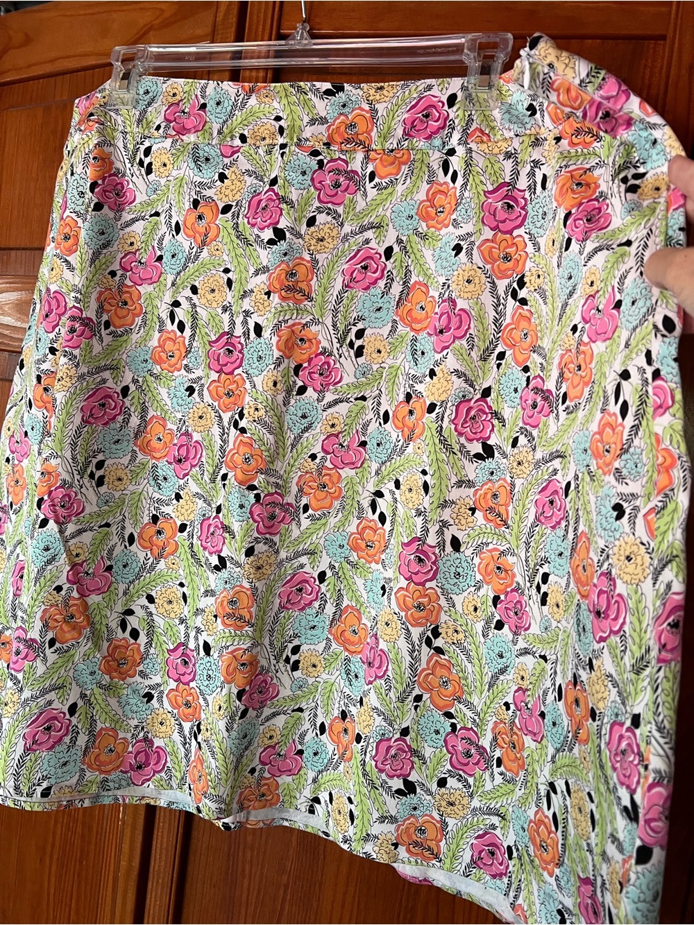 Coldwater Creek Floral A-Line Skirt - Pink, Orange, Cream, and Blue